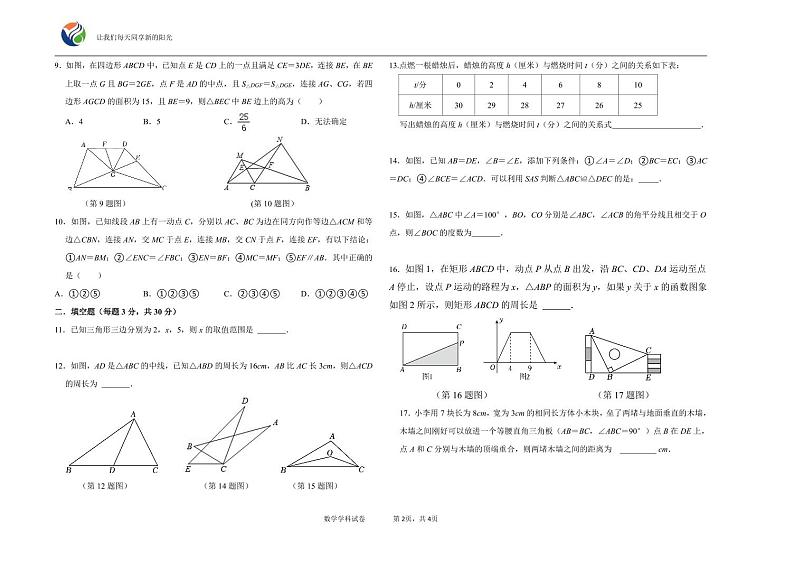 黑龙江省大庆市第三十六中学2024-2025学年上学期八年级期中数学试题 第2页