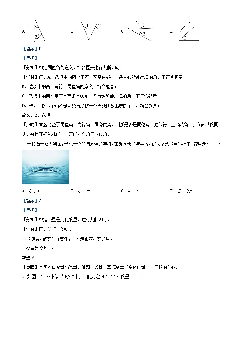 山东省菏泽市郓城县2023-2024学年七年级下学期4月期中数学试题（解析版）第2页