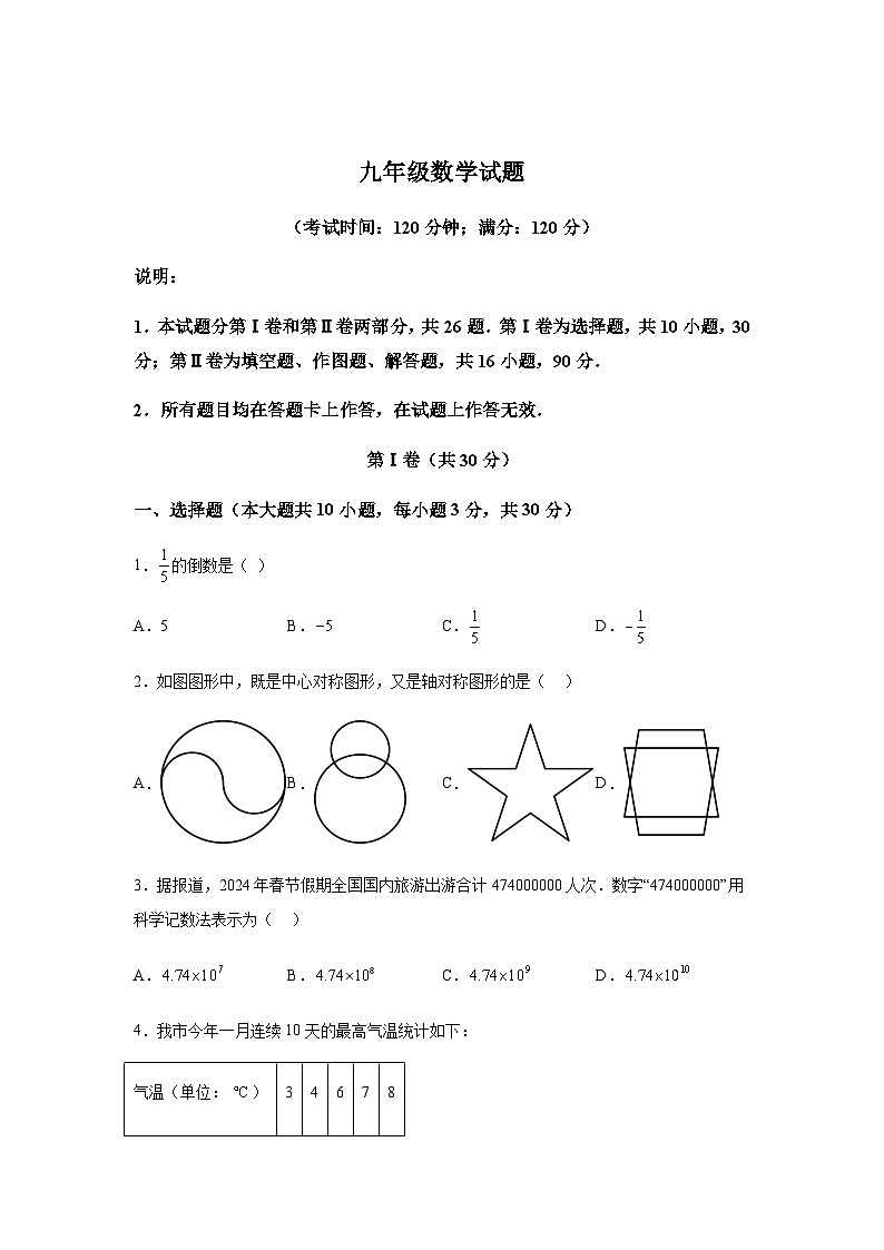 2024年山东省青岛崂山区中考一模数学模拟试题(含解析)第1页
