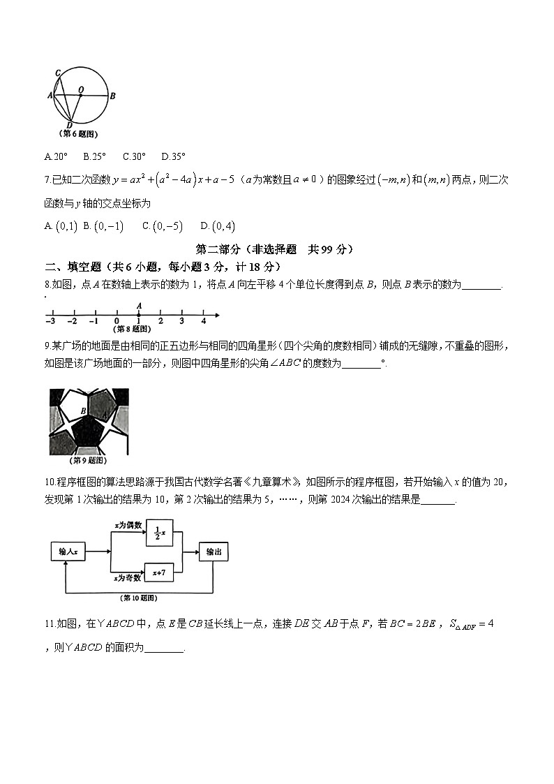 2024年陕西省榆林市高新区中考二模数学试题(含答案)第2页