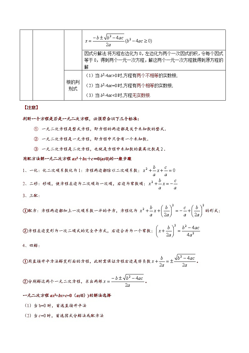 中考数学一轮复习考点题型归纳与分层练习专题08 一元二次方程(原卷版) 第2页