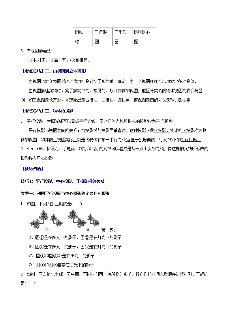 中考数学一轮复习考点题型归纳与分层练习专题28 投影与视图(原卷版) 第2页