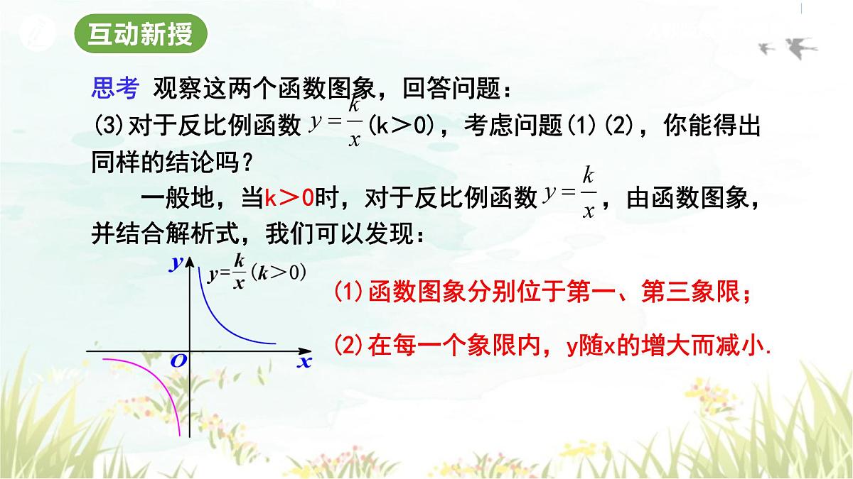 26.1.2 反比例函数的图象和性质(第1课时) 人教版九年级数学下册教学课件第6页
