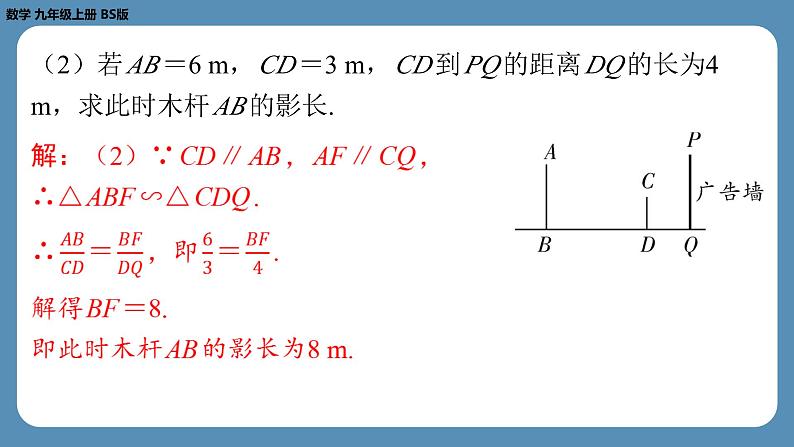 5.1 投影（第2课时）北师大版九年级数学上册课外培优课件第7页