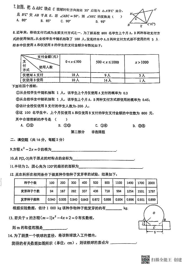 北京市海淀区锦秋学校2024-2025学年九年级上学期期中数学试题第2页