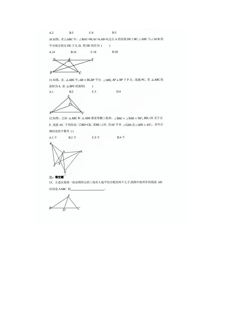 山东省德州市第九中学2024-2025学年上学期八年级期中考试数学试题第3页