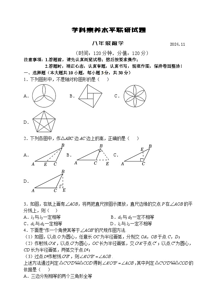 （教研室提供）山东省临沂市罗庄区2024-2025学年八年级上学期期中考试数学试题第1页