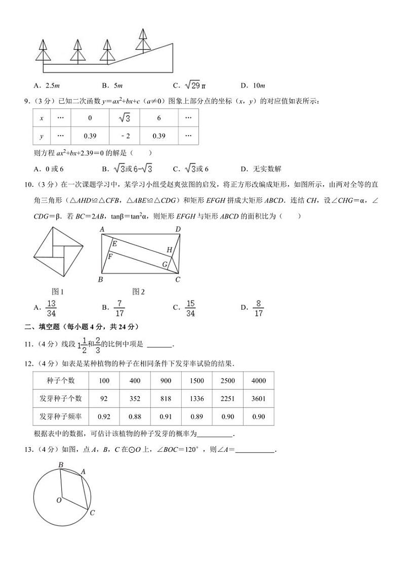 2024～2025学年浙江省宁波市鄞州区十二校联考九年级(上)期中数学试卷(含详解)第2页