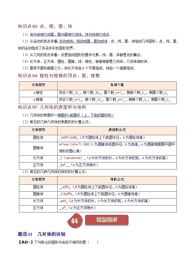 北师大版数学七上同步讲练第1章第01讲 生活中的立体图形（解析版）第2页