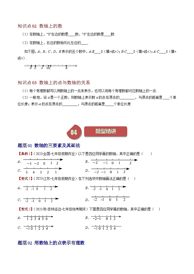 北师大版数学七上同步讲练第2章第02讲 数轴（原卷版）第2页