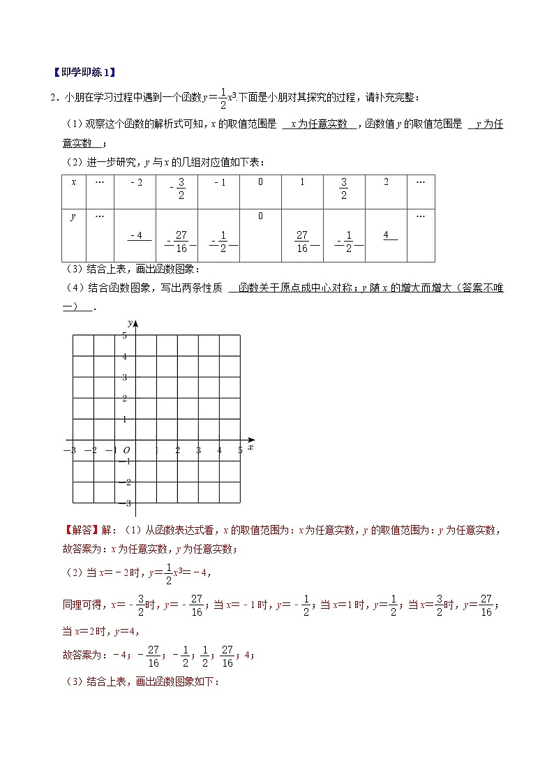 人教版数学八下同步讲练第19章第02讲 函数的图像（3个知识点+5类热点题型讲练+习题巩固）（解析版）第3页