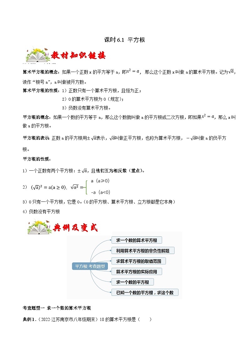 人教版数学七下同步变式练习课时6.1 平方根 （原卷版）第1页