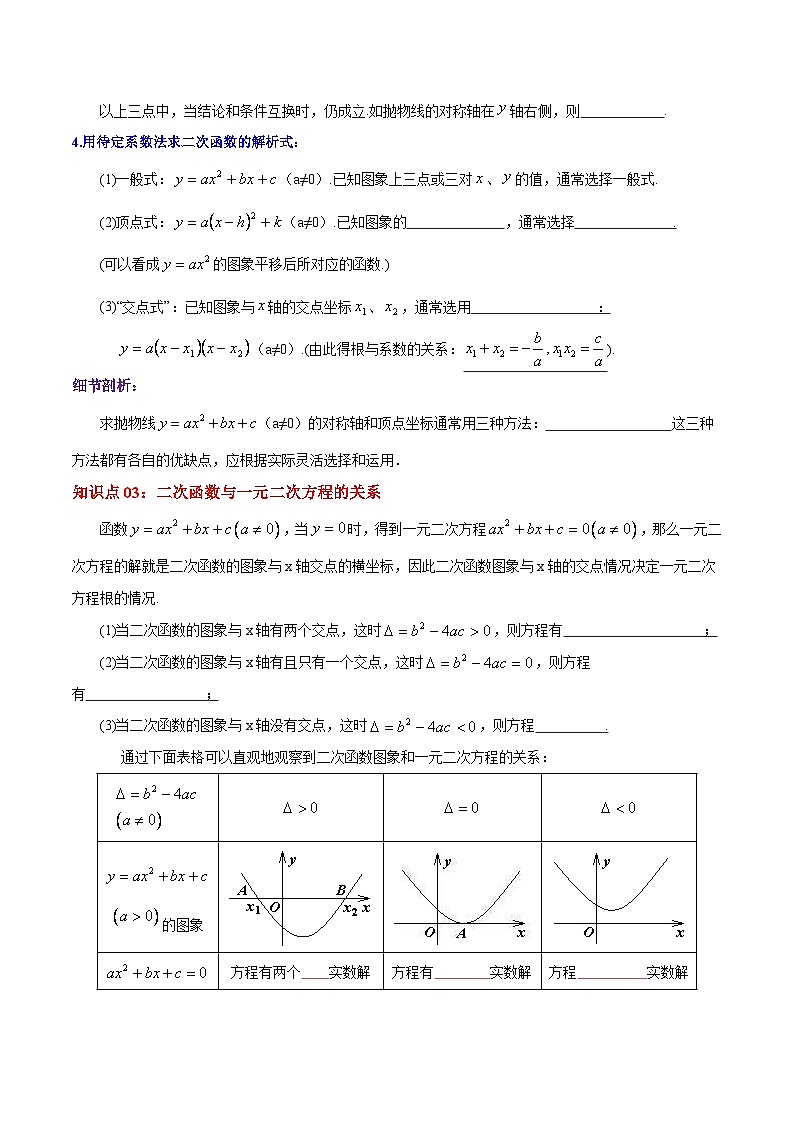 人教版数学九年级上册期末章节重难点复习讲义第22章 二次函数（原卷版）第3页