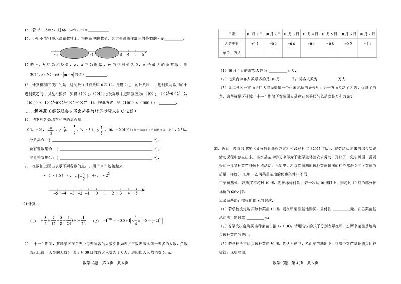 （教研室提供）山东省济宁市泗水县2024-2025学年七年级上学期期中考试数学试题第2页