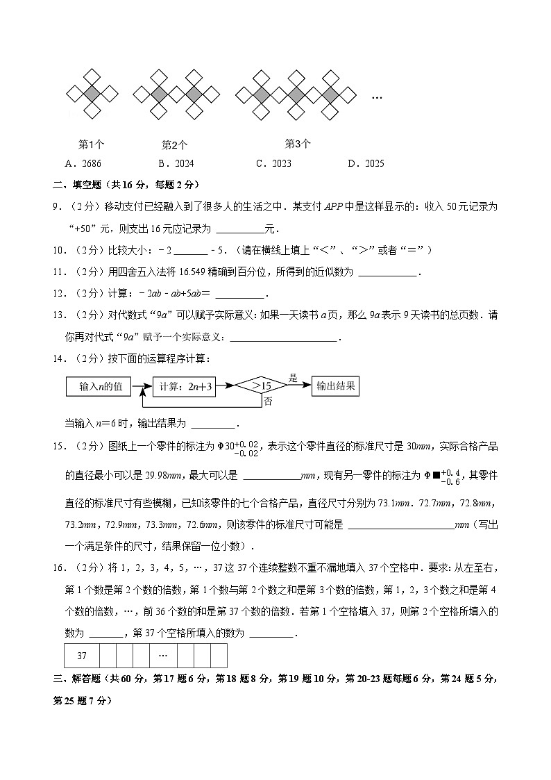 北京市朝阳区日坛中学2024-2025学年上学期七年级期中数学试卷第2页