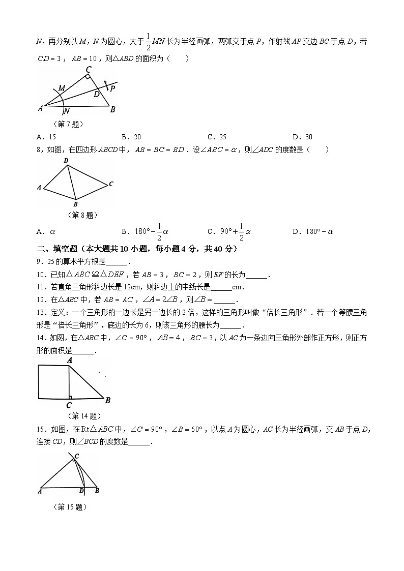 江苏省徐州市睢宁县2024-2025学年上学期八年级期中考试数学试题(无答案)第2页