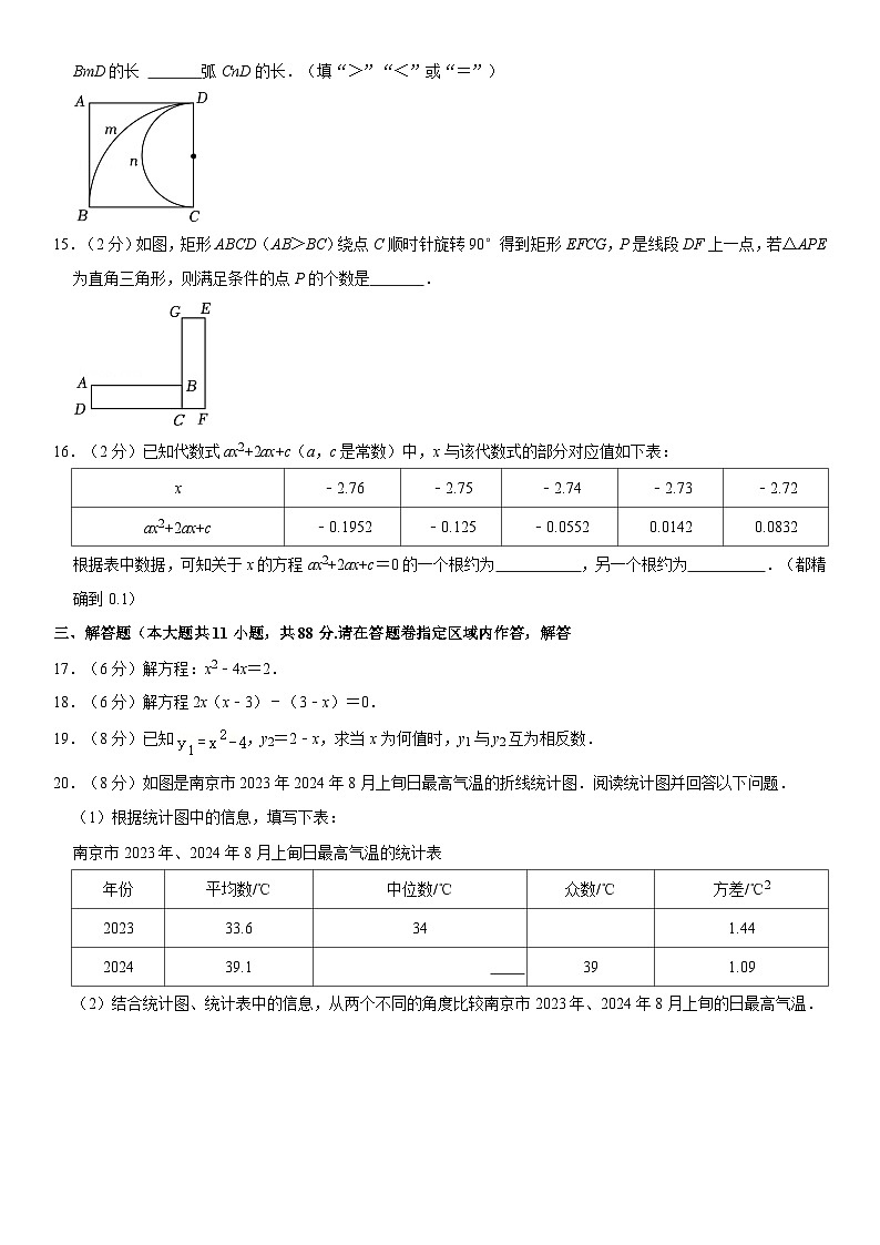 2024-2025学年江苏省南京市秦淮区九年级（上）期中数学试卷（含详解）第3页