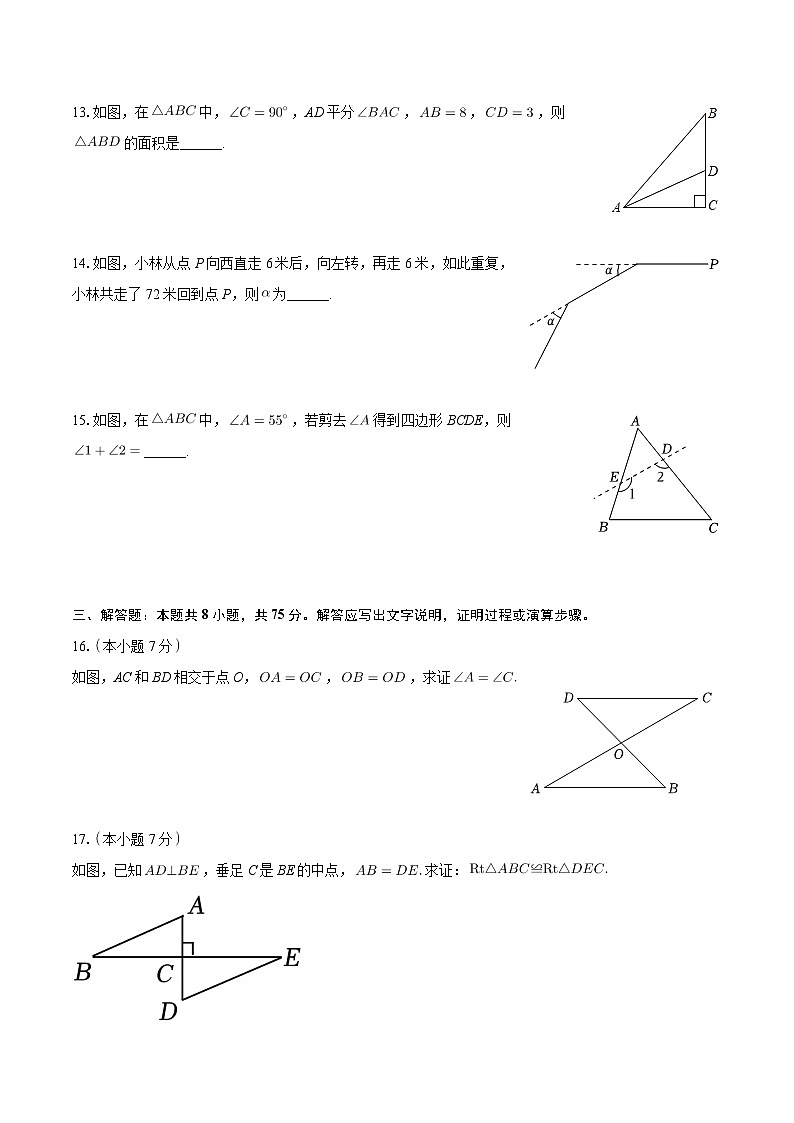 广东省韶关市新丰县2024-2025学年八年级上学期期中数学试卷第3页