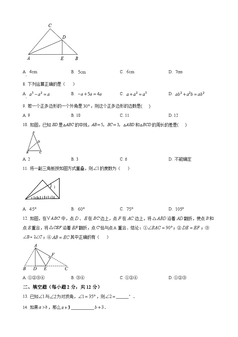 广西南宁市第四十九中学2024—2025学年上学期9月月考八年级数学试题（原卷版）-A4第2页
