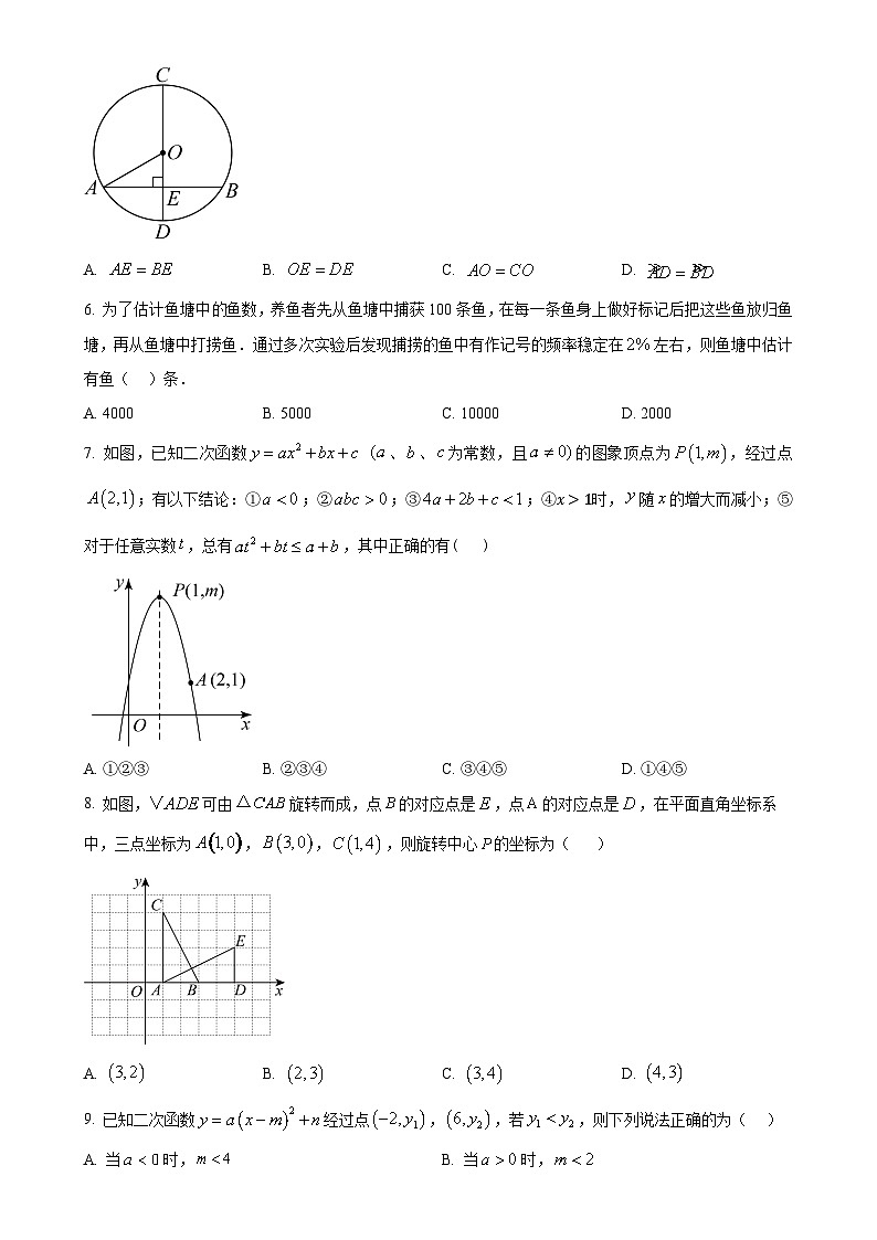 浙江省杭州市高桥初中教育集团2024—2025学年上学期九年级期中数学试卷（原卷版）-A4第2页