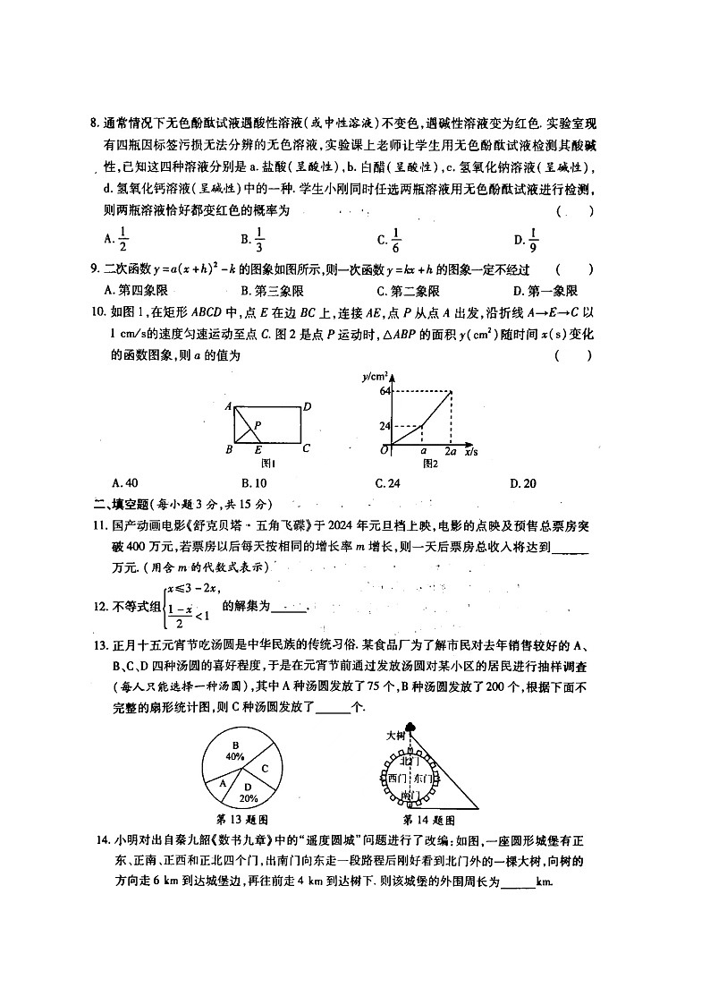 2024年河南省南阳市名校联考中考数学模拟试卷（4月份）第2页