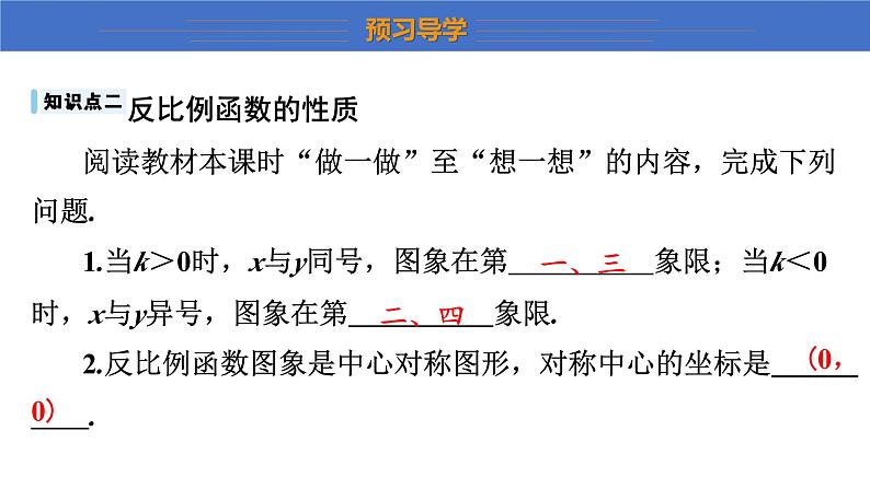 6.2 反比例函数的图象与性质 第1课时 北师大版数学九年级上册课件第6页