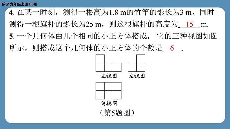 第5章 投影与视图回顾与思考 北师大版九年级数学上册课外培优课件第5页