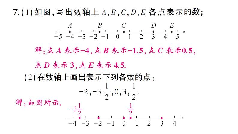 初中数学新沪科版七年级上册1.2第1课时 数轴课堂作业课件2024秋第8页