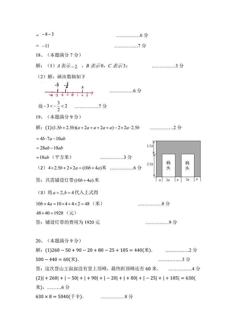 七年级数学 试卷答案第2页