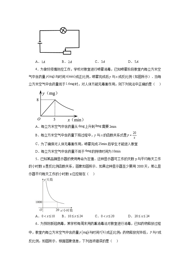 人教版数学九年级下册专题26.22 实际问题与反比例函数（巩固篇）（专项练习）（含答案）第2页