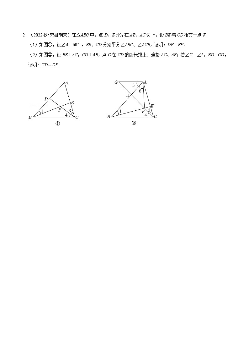 人教版数学八上同步提升训练专题12.5 全等三角形的证明及计算大题专项训练（30道）（原卷版）第2页