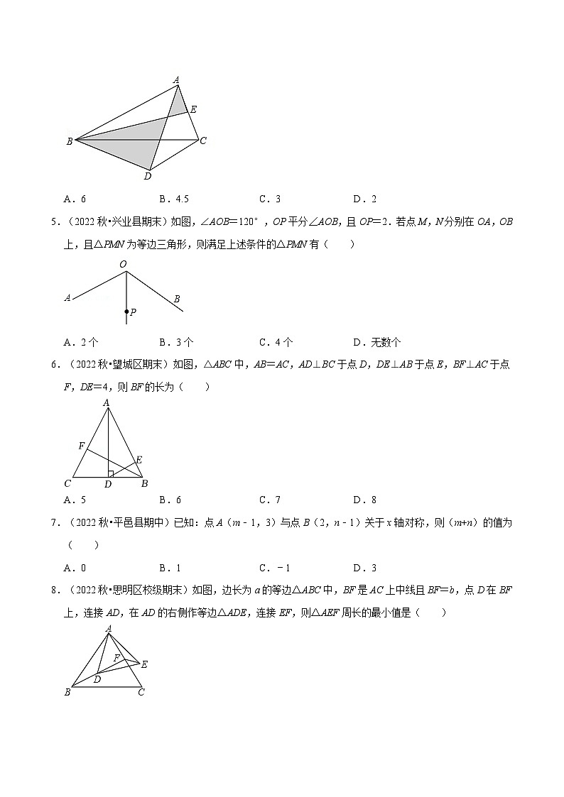 人教版数学八上同步提升训练专题13.7 轴对称章末题型过关卷（人教版）（原卷版）第2页
