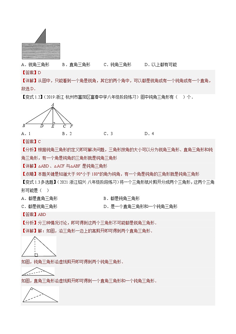浙教版数学八上期末培优训练专题1.1三角形14大核心考点精讲精练（知识梳理+典例剖析+变式训练）（解析版）第3页