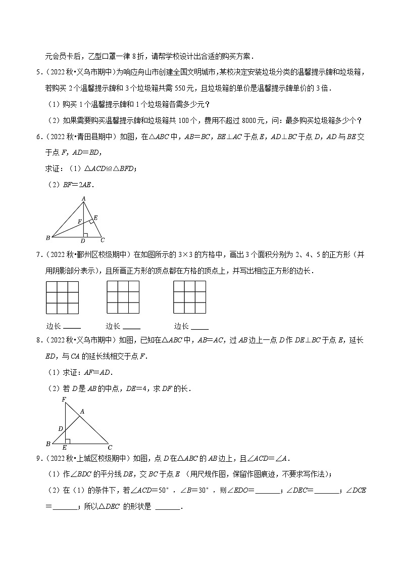 浙教版数学八上期末培优训练专题3.3大题易丢分期末考前必做解答30题（提升版）（原卷版）第2页