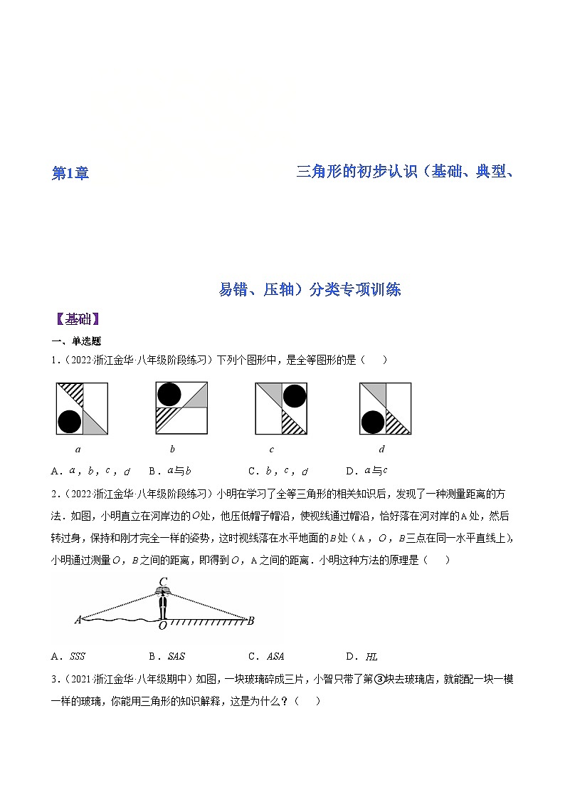 浙教版数学八年级上册第1章 三角形的初步认识分类专项训练（原卷版）第1页