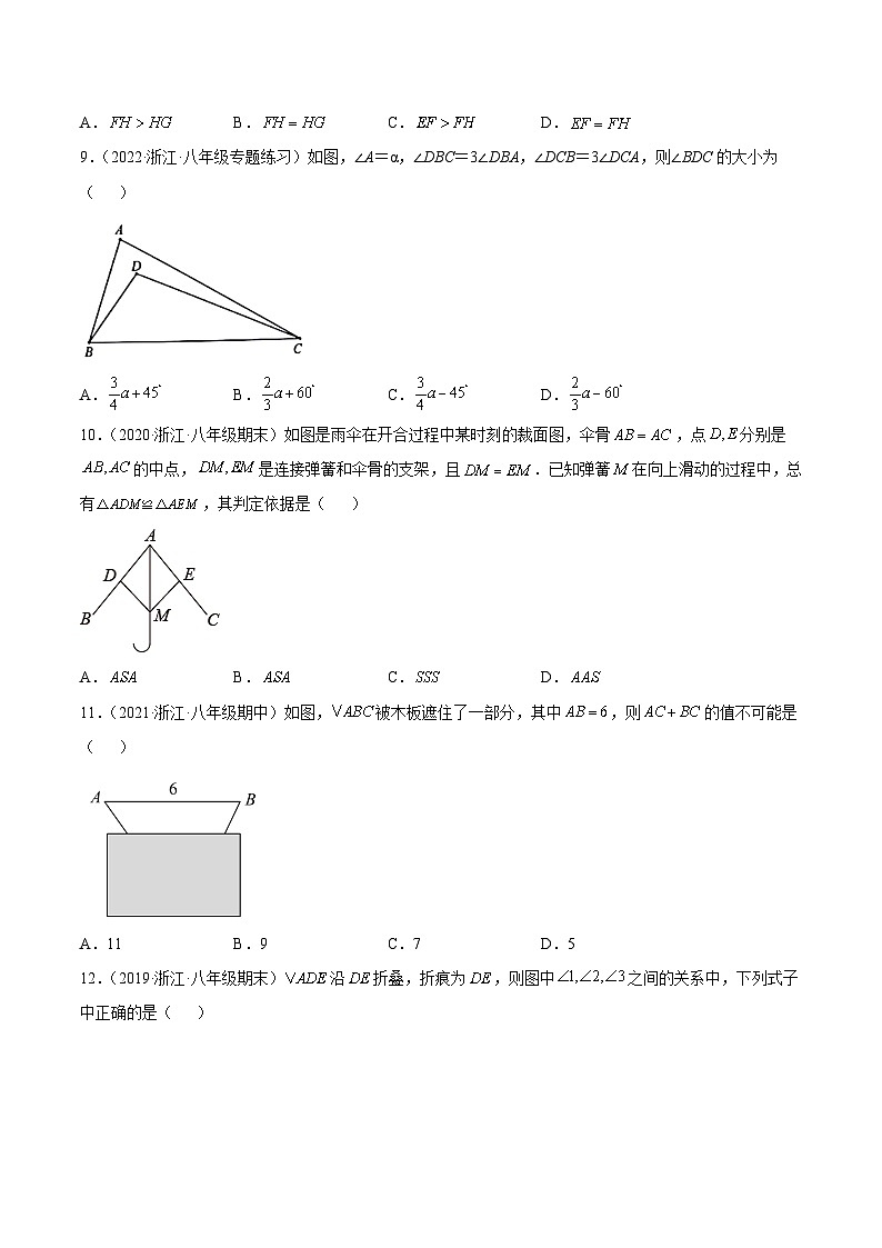 浙教版数学八年级上册第1章 三角形的初步认识分类专项训练（原卷版）第3页