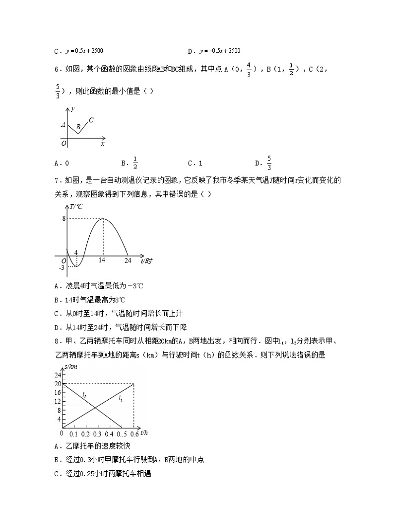 浙教版数学八年级上册第5章一次函数【单元提升卷】（原卷版）第2页