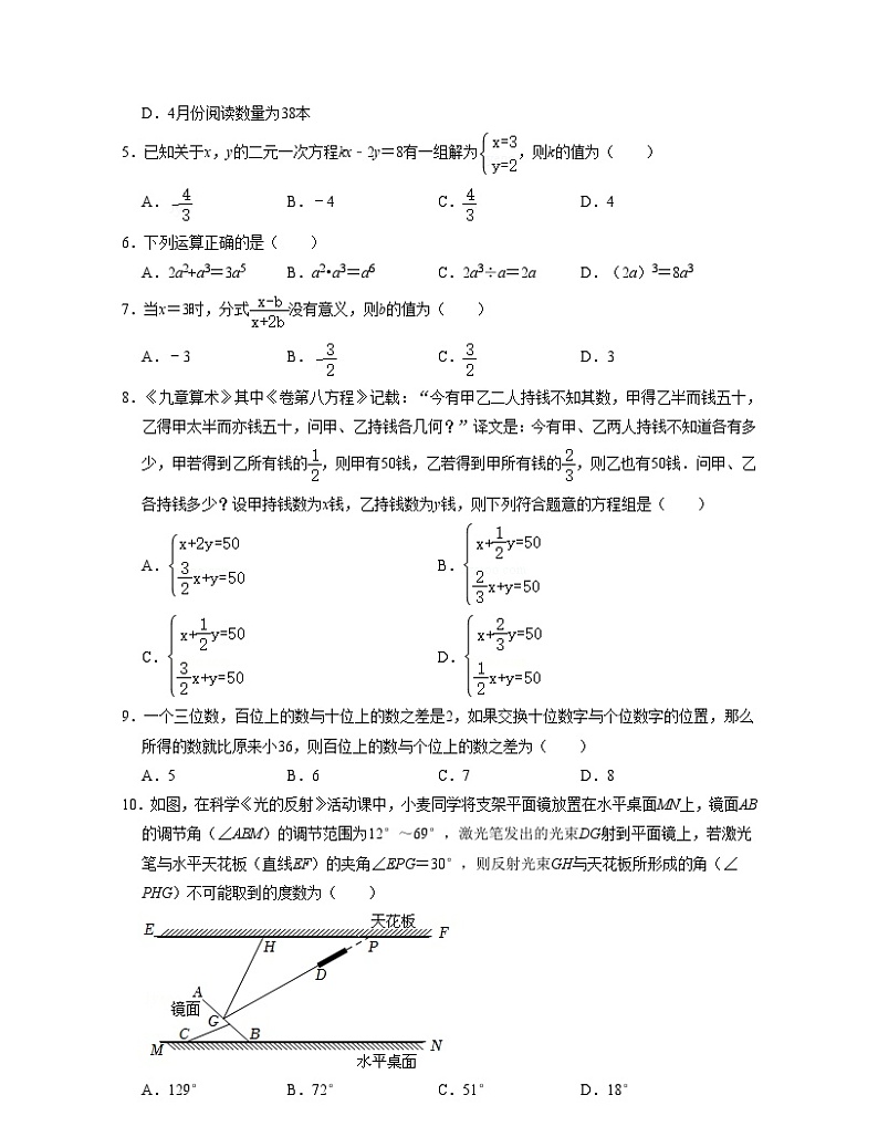 浙教版八年级数学上学期开学摸底考试卷（原卷版）第2页