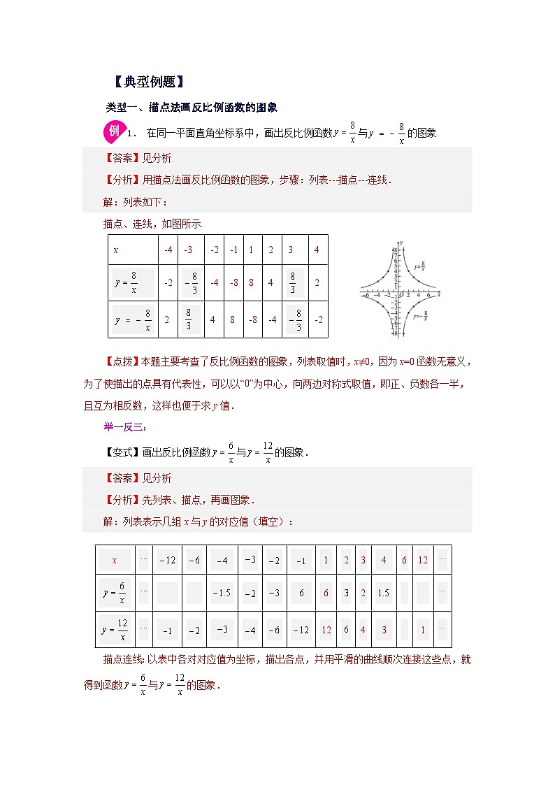 北师大版数学九上专题6.4 反比例函数的图象和性质（知识讲解）（含答案）第2页
