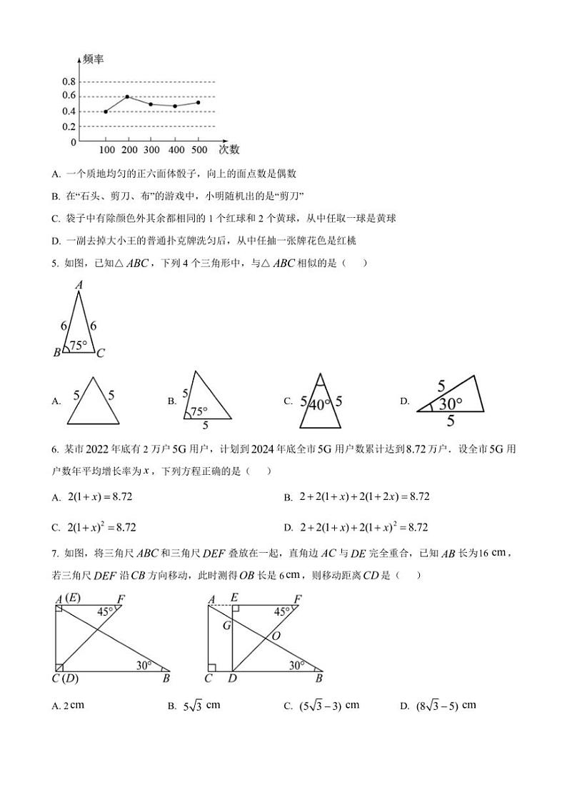 山东省青岛市市北区2024～2025学年九年级(上)期中数学试卷(含简单答案)第2页