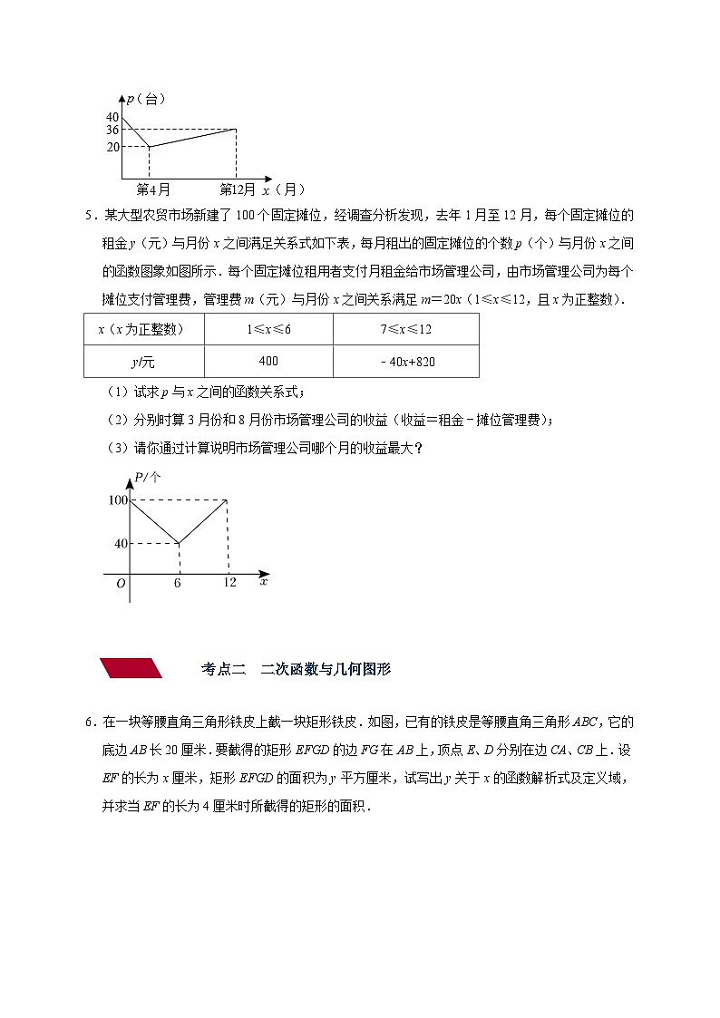 中考数学二轮培优训练专题03 二次函数的实际应用（原卷版）第3页