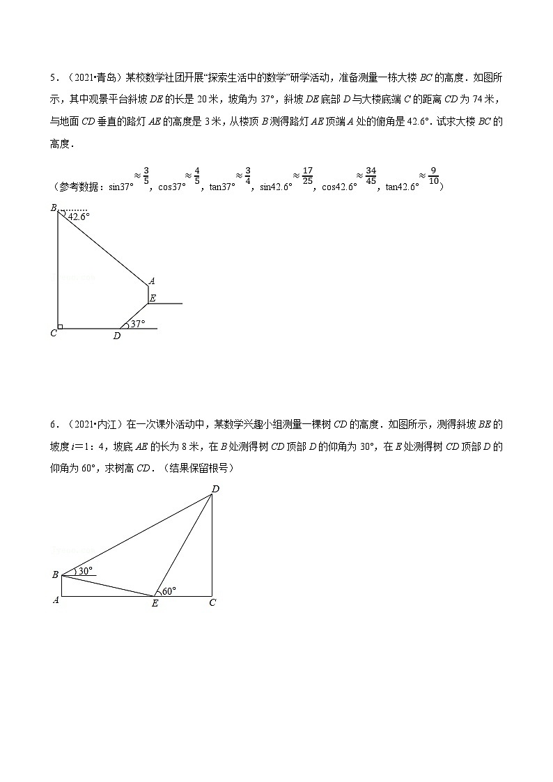 中考数学二轮巩固训练专题08 锐角三角函数的应用（原卷版）第3页