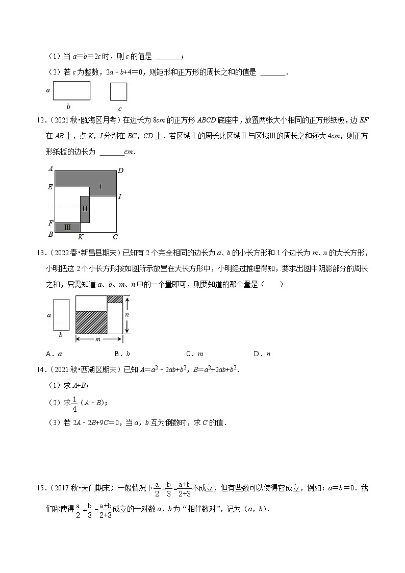 浙教版数学七上同步讲与练第08讲 整式的加减（3大考点）（原卷版）第3页