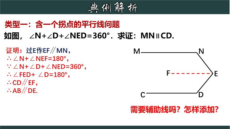 浙教版数学七年级下册同步教学课件1.3.5 平行线常见辅助线作法第5页