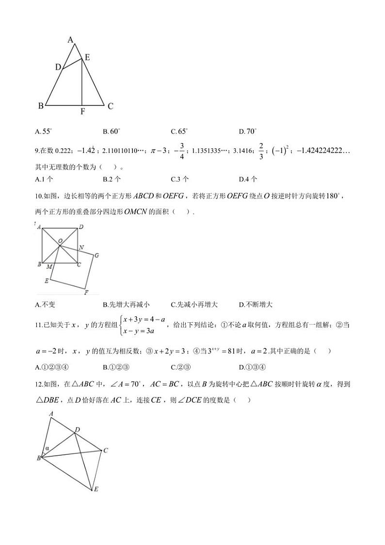 2024～2025学年四川省眉山市东坡区实验初级中学八年级(上)期中数学试卷(无答案)第2页