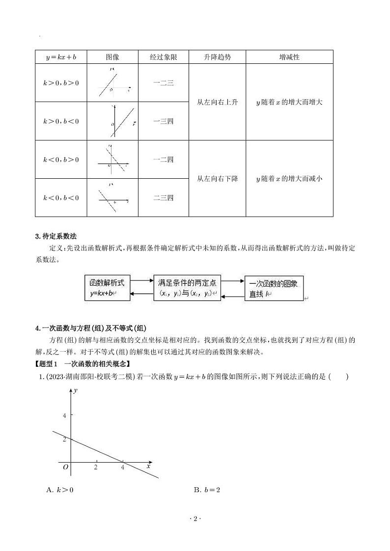 一次函数的图像与性质【十大题型】（学生版）第2页