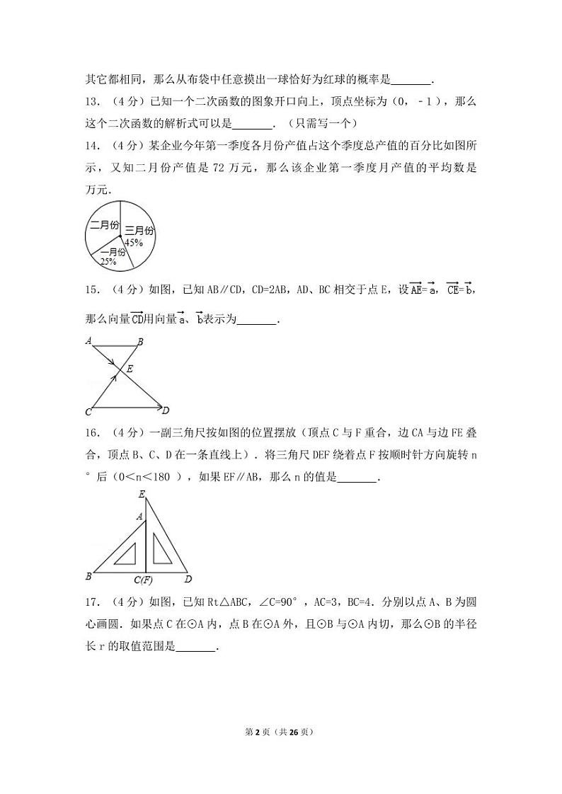 2024年上海市中考数学模拟试卷（含解析版）第2页