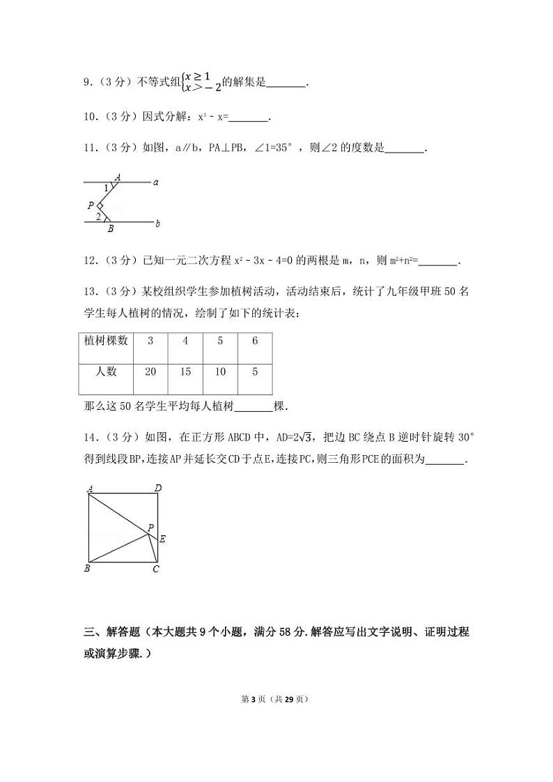 2024年湖南省张家界市中考数学模拟试卷（含解析版）第3页
