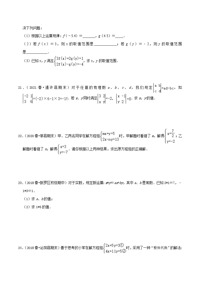 人教版数学七年级下册期末压轴题训练专题04  解二元一次方程组（原卷版）第3页