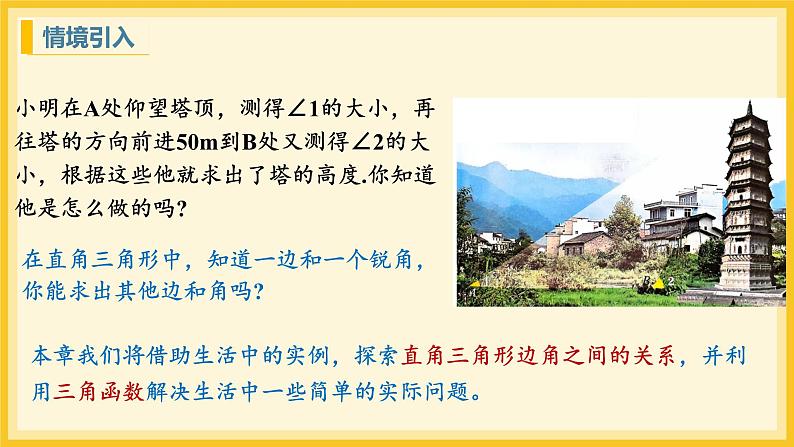 北师大版数学九年级下册 1.1 锐角三角函数第1课时（课件）第3页